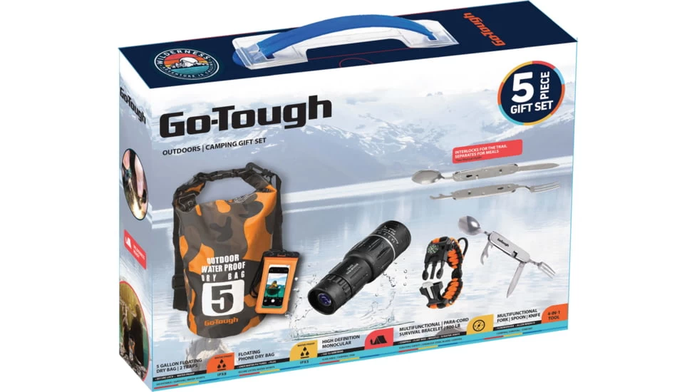 Go-Tough 5 Piece Camping Gift Set - Phone Pouch, Dry Bag, Watch, Monocular, Fork/Spoon/Knife 3 Go-Tough 5 Piece Camping Gift Set - Phone Pouch, Dry Bag, Watch, Monocular, Fork/Spoon/Knife