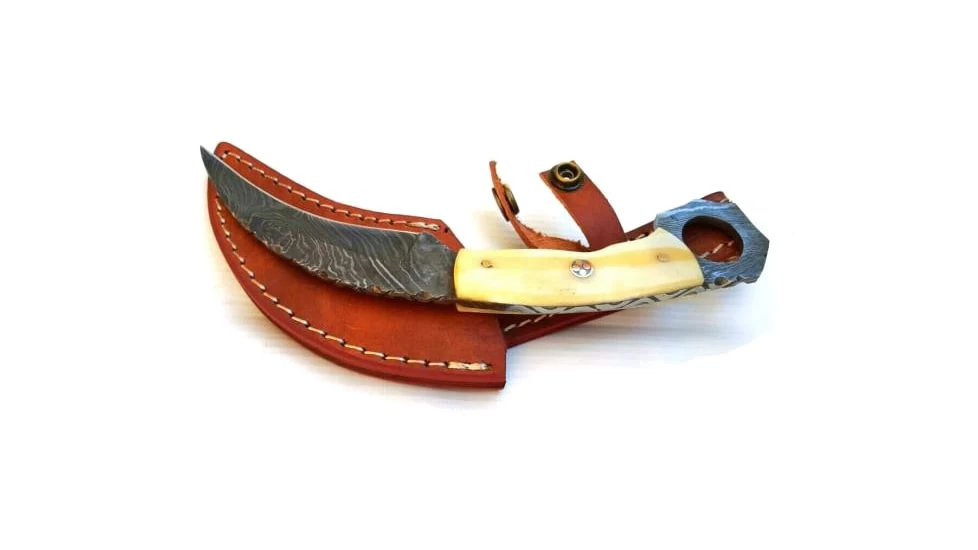 Titan Damascus Steel Karambit Knife, 8.2in 3 Titan Damascus Steel Karambit Knife, 8.2in